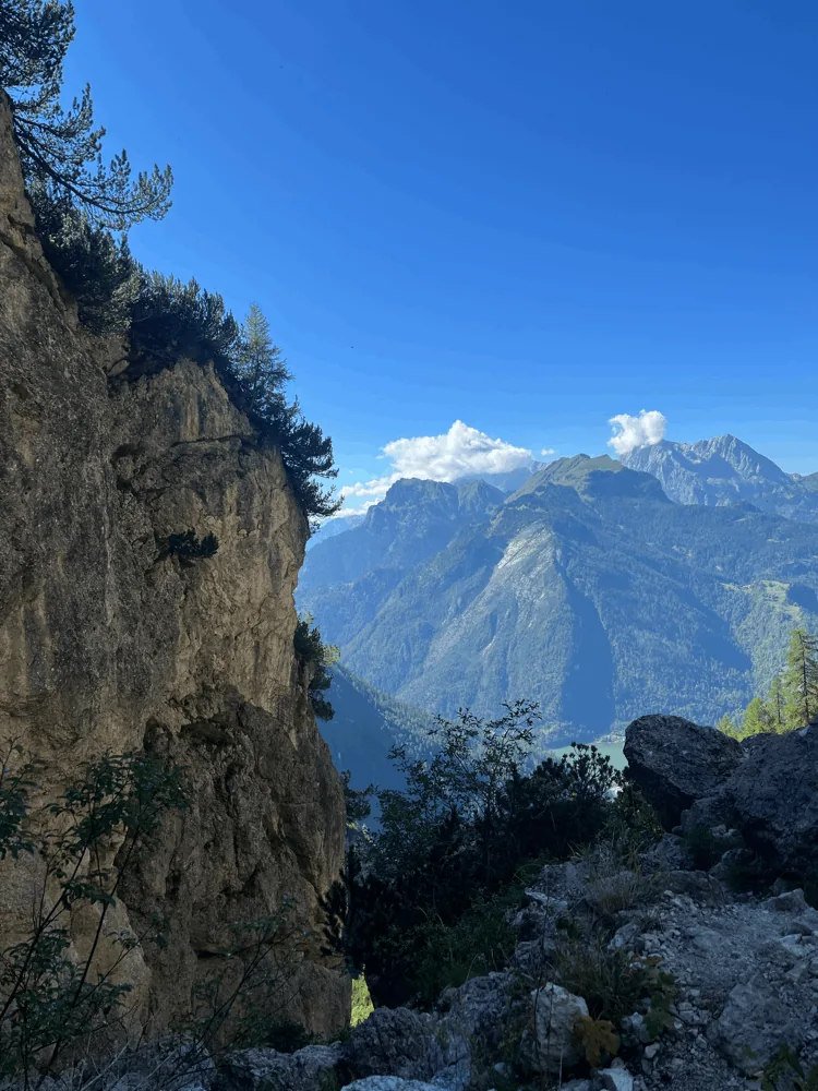 Mountain view from a rocky trail in the Dolomites